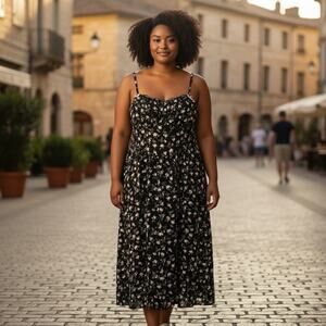 NWT Sundress Size XL/1X Boho Rodeo black Floral Prairie Festival Western